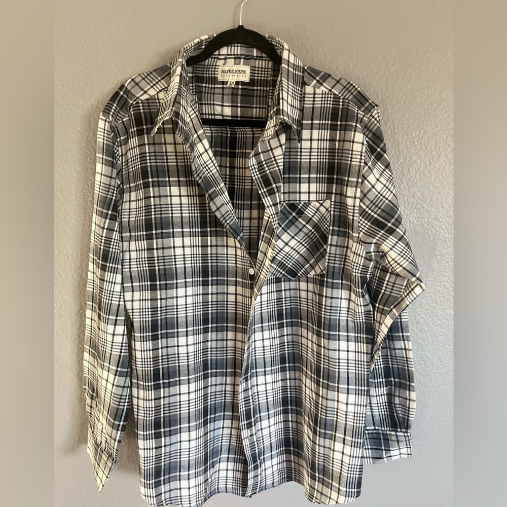 Black and White Plaid Men's Shirt